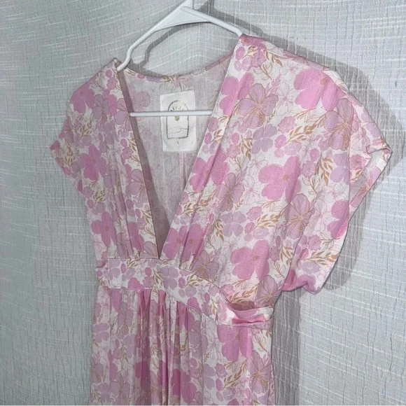 LEALLO Janis Pink Floral Cotton Gauze Maxi Cottagecore‎ Boho Resort small - Picture 7 of 14